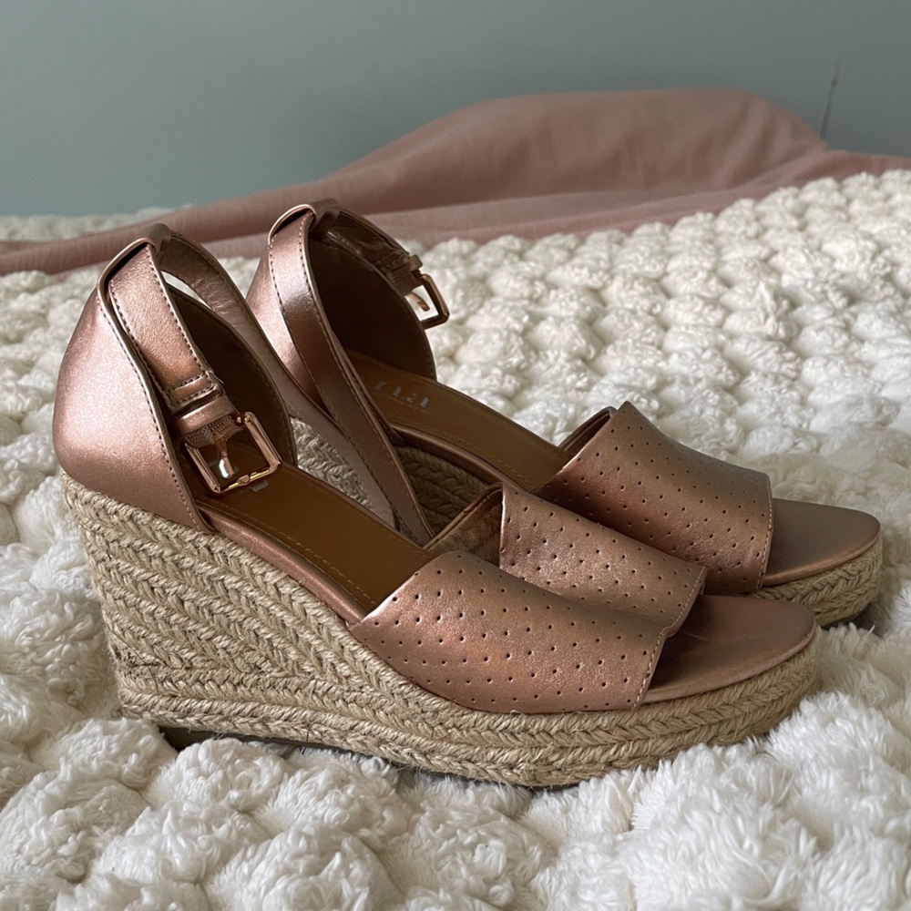 a.n.a Rose Gold Perforated Wedges